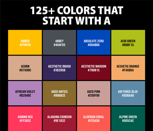 125+ Colors that Start with A (Names and Color Codes)