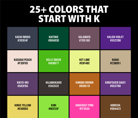 25+ Colors that Start with K (Names and Color Codes)