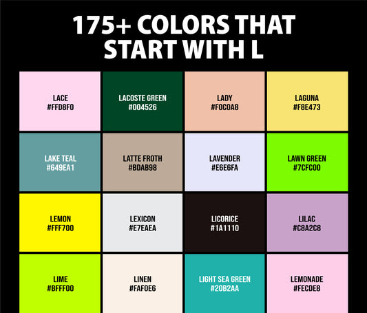 175+ Colors that Start with L (Names and Color Codes)
