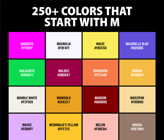 250+ Colors that Start with M (Names and Color Codes)