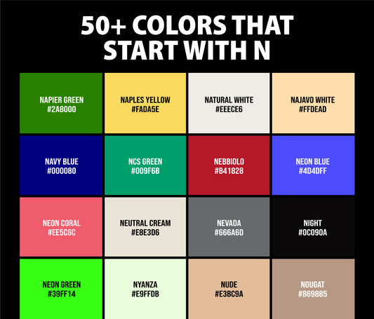 50+ Colors that Start with N (Names and Color Codes)