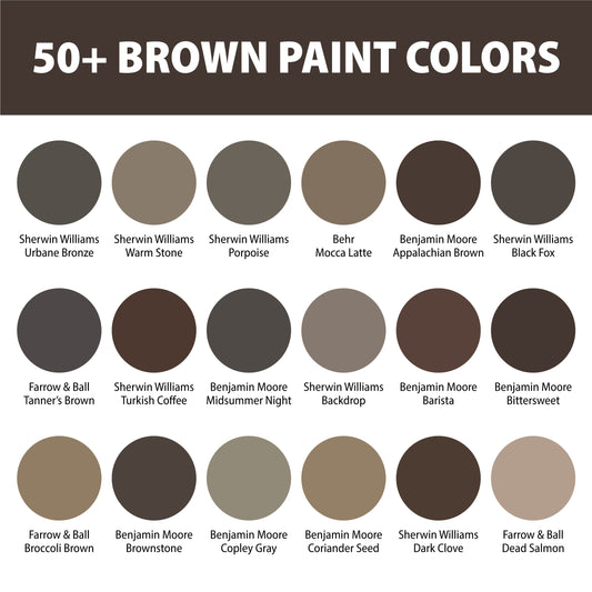50+ Best Shades of Brown Paint Colors (Color Codes, LRV, Light & Dark Brown)