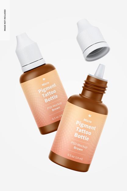 Free 0.5 Oz Micro Pigment Tattoo Bottles Mockup Psd