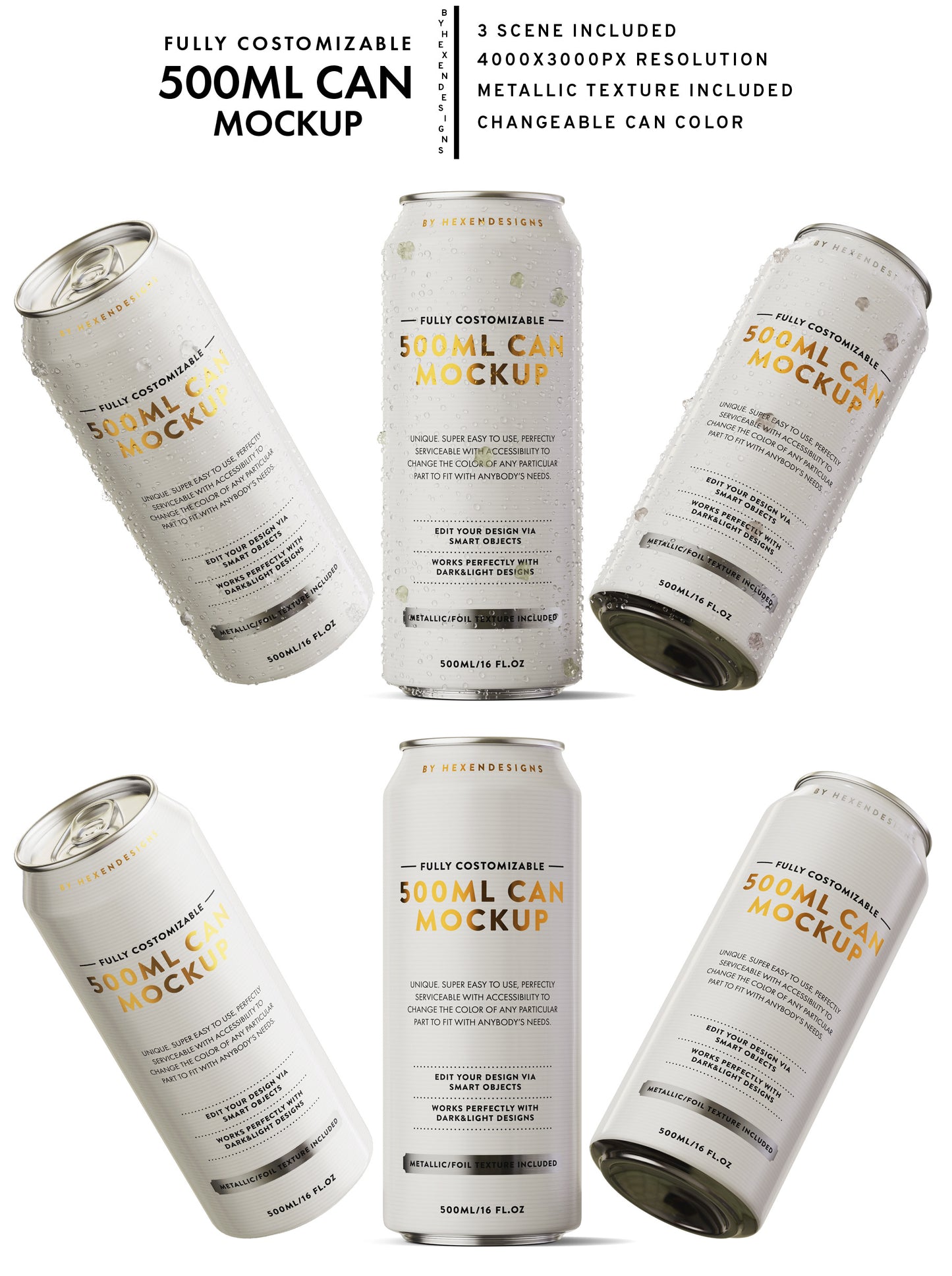 Free 500ml Can PSD Mockup