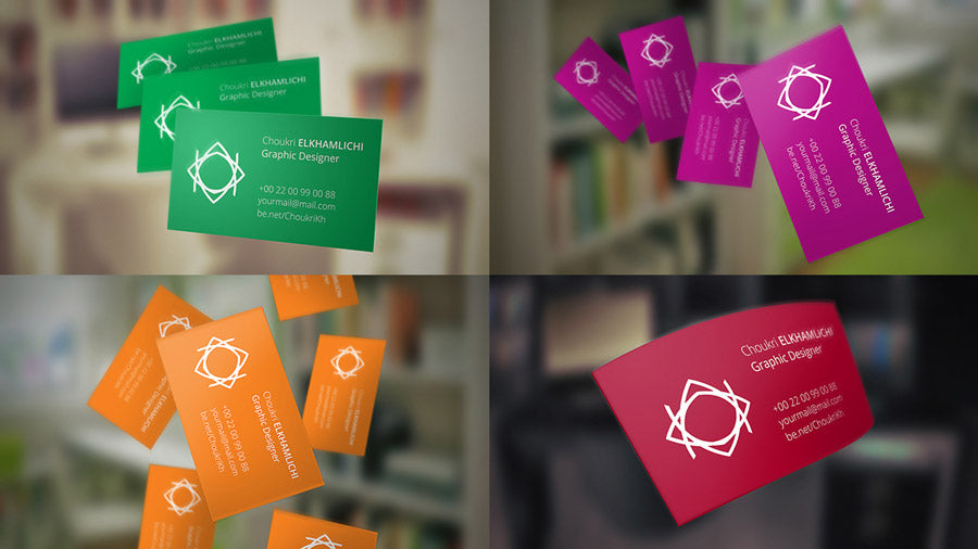 Free Flying Business Card Mockups