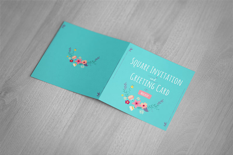 Free Square Invitation and Greeting Card Mockup Front and Back