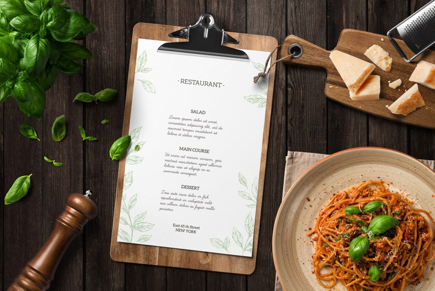 Free Kitchen Ready Restaurant Menu Mockup