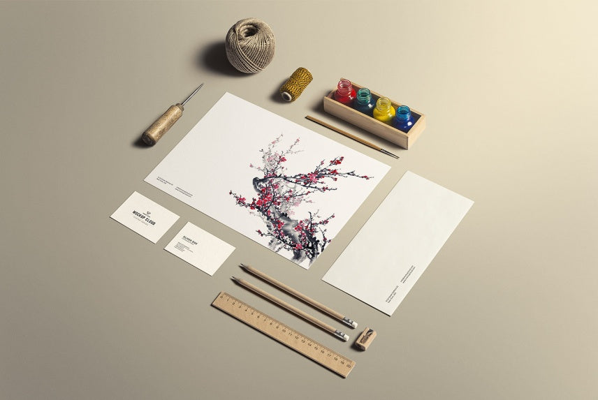 Free Art and Craft Stationery Branding Mockup