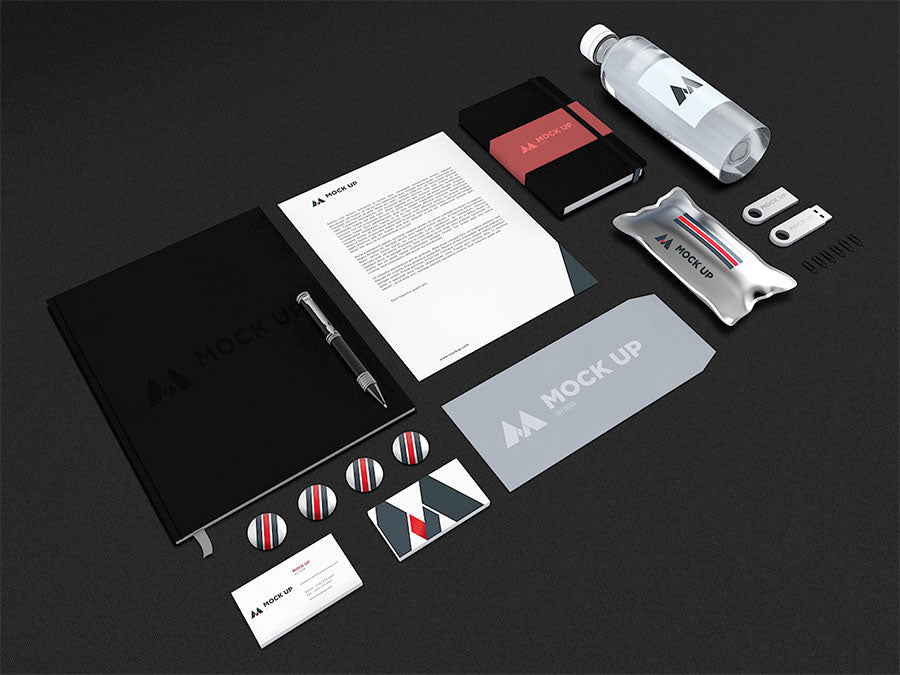 Free Isometric View of Branding or Identity MockUp
