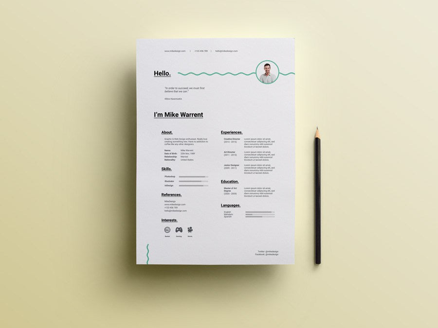 Free Minimalist Resume Template in (PSD) Photoshop Format