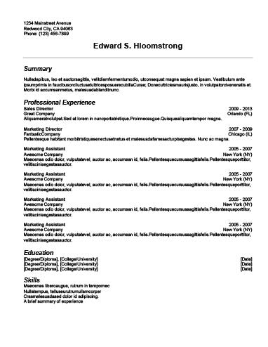 Free Classic Plain Minimal CV Resume Template in Microsoft Word (DOCX) Format