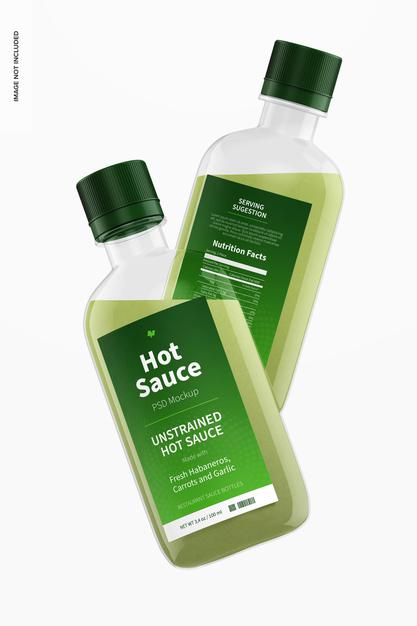 Free 100 Ml Hot Sauce Bottles Mockup Psd