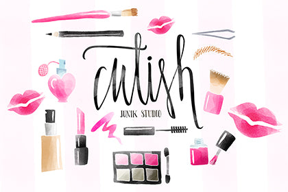 Free Cutish 13 Watercolor Make-up Elements