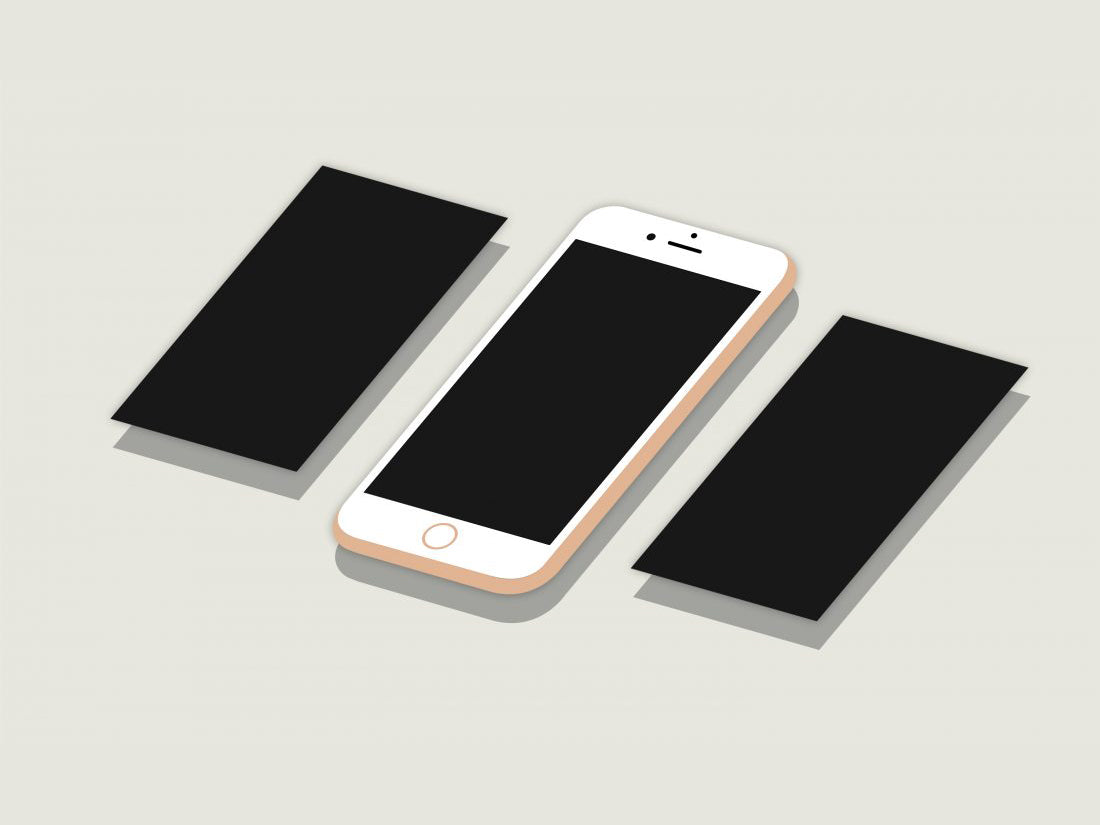Free 2D Flat Isometric Perspective Iphone 6S Plus Mockup