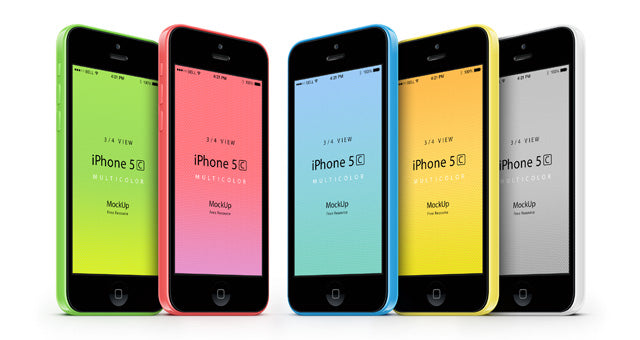 Free 3-4 Iphone 5C Psd Vector Mockup