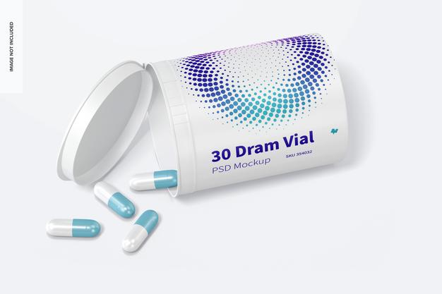 Free 30 Dram Vial With Hinge Mockup Psd