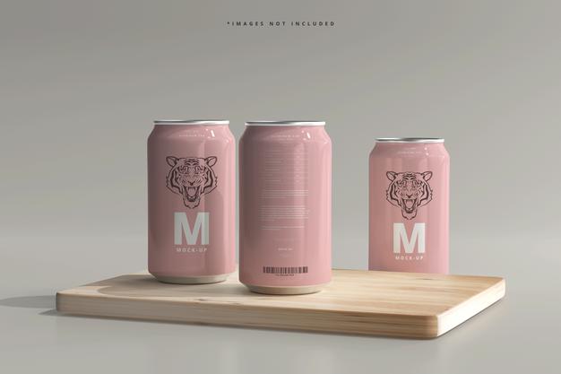 Free 330Ml Medium Size Soda Or Beer Can Mockup Psd