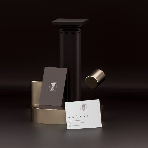 Free 3D Dark Gold Abstract Business Card Mockup Psd