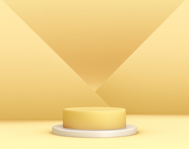 Free 3D Geometric Yellow Podium For Product Placement With Crossed Planes In Background And Editable Color Psd