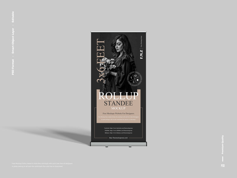 Free 3×6 Feet Rollup Standee Mockup