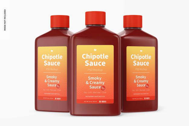 Free 4 Oz Chipotle Sauce Bottle Mockup, Front View Psd
