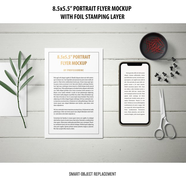Free 5.5X8.5'' Portrait Flyer Mockup Psd
