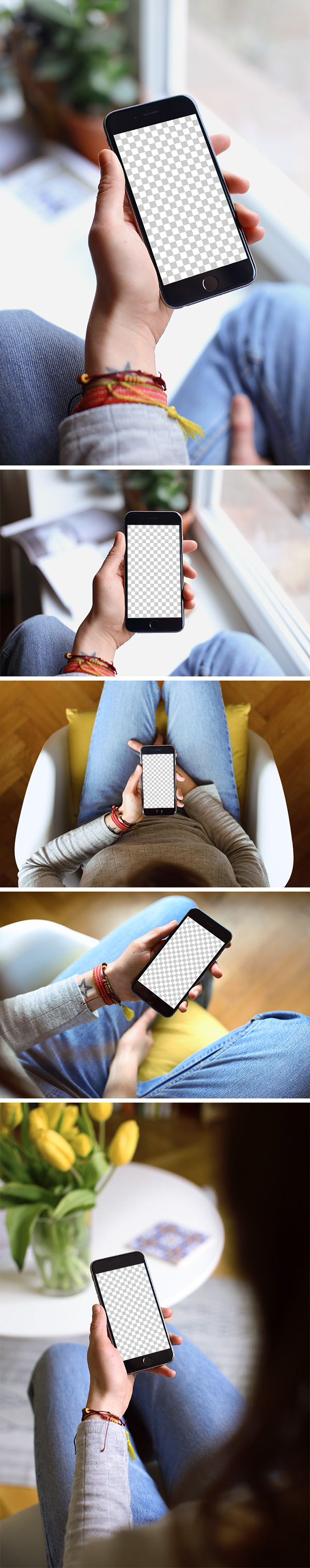 Free Set of 5 iPhone 6 In Hand MockUps