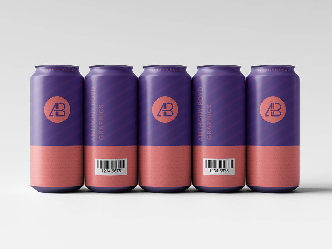Free 500Ml Can Set Mockup