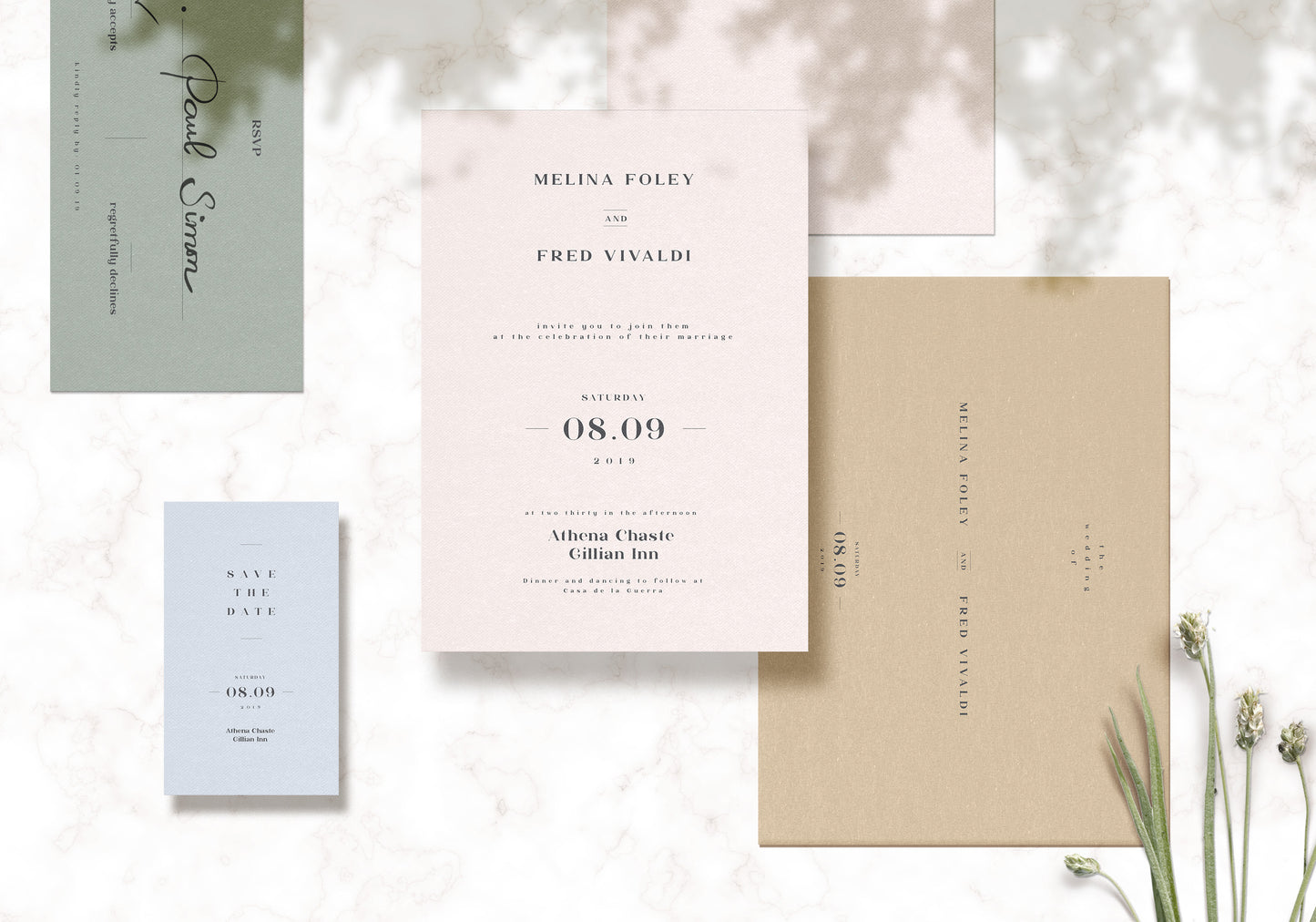 Free Wedding Invitation Card Mockup PSD Set