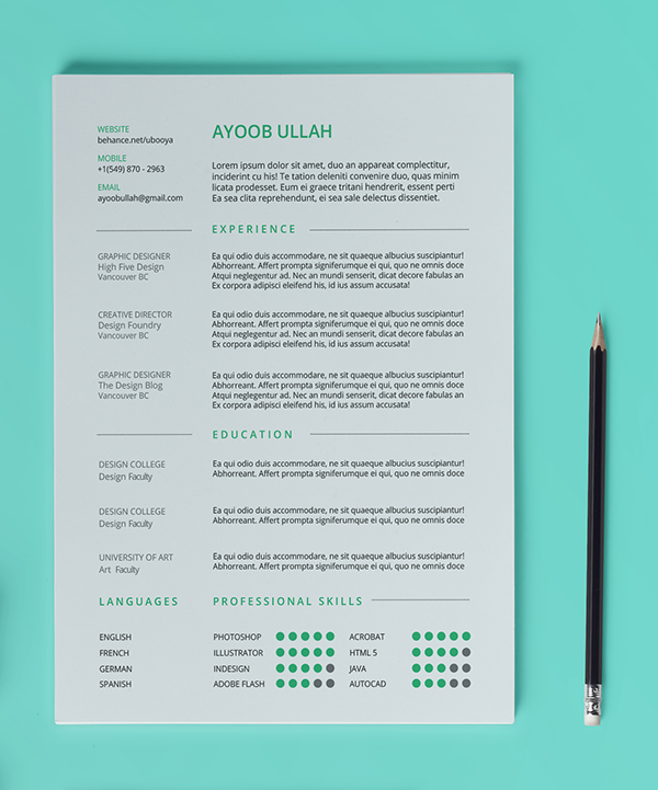 Free CV Resume Template in Photoshop (PSD) and Illustrator (AI) Format