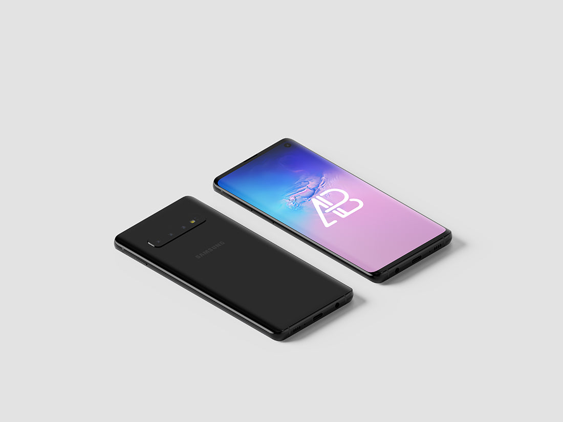 Free Samsung Galaxy S10 Isometric PSD Mockup