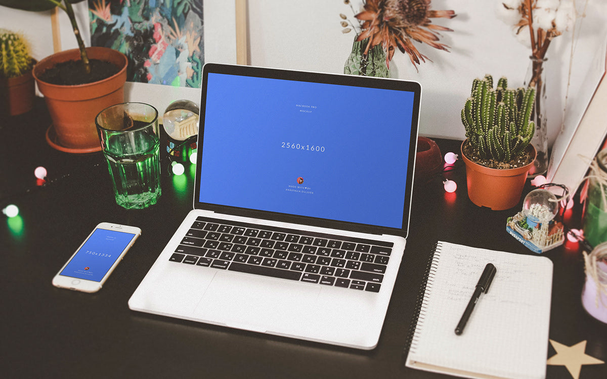 Free 4 PSD MacBook + iPhone 6s Mockups Pack