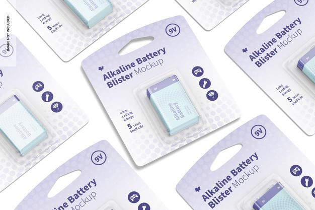 Free 9V Alkaline Battery Blisters Mockup Psd