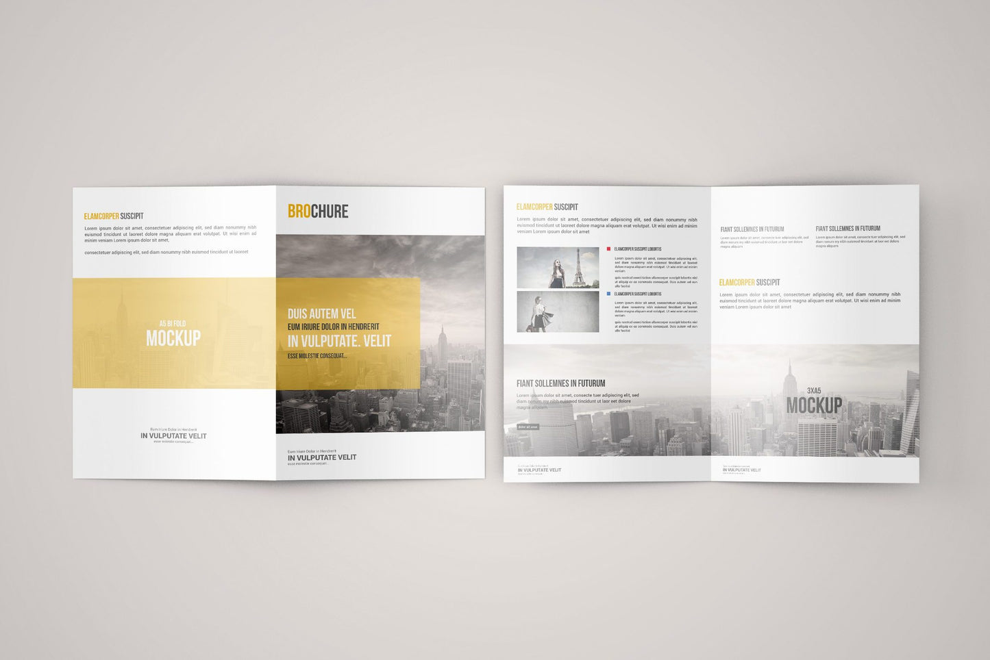 Free Clean A5 Bi-Fold Brochure Mock-Up