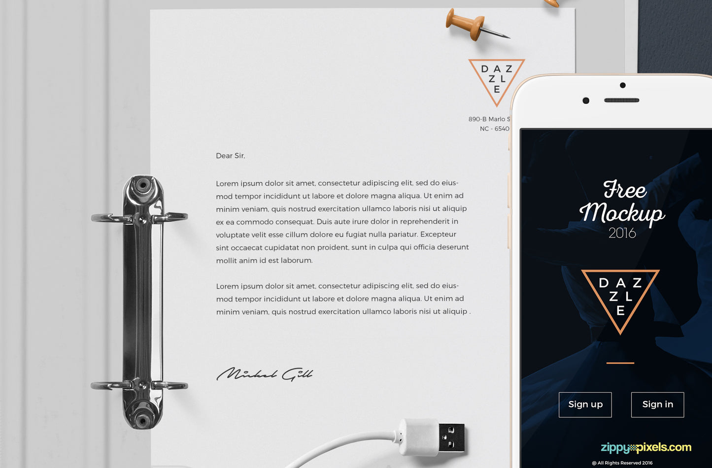 Free Letterhead Mockup Scene