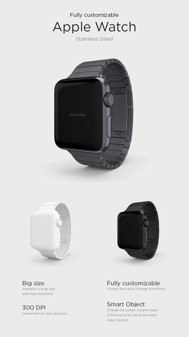 Free Stainless Steel Apple Watch Mockup