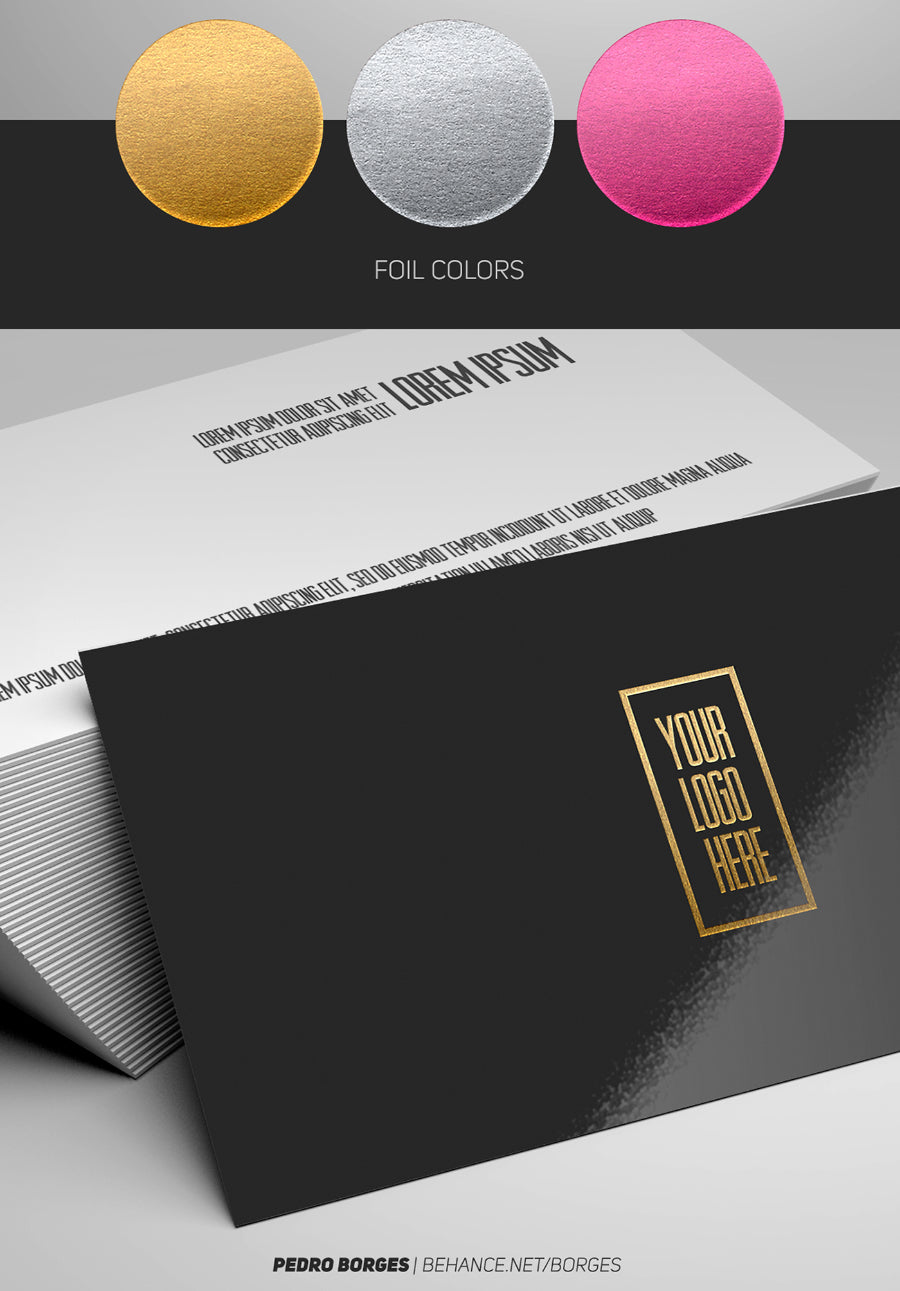 Free Glossy Business Card Logo Foil Mockup