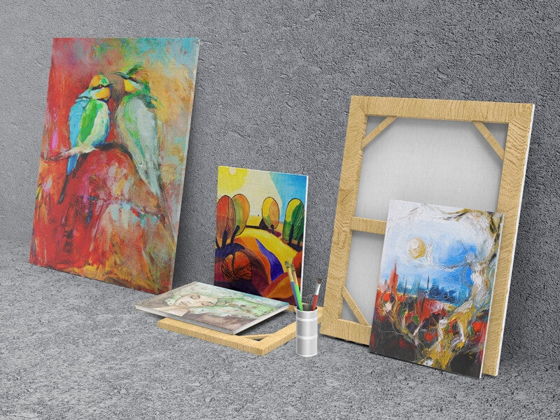 Free Canvas Mockups on a Wall