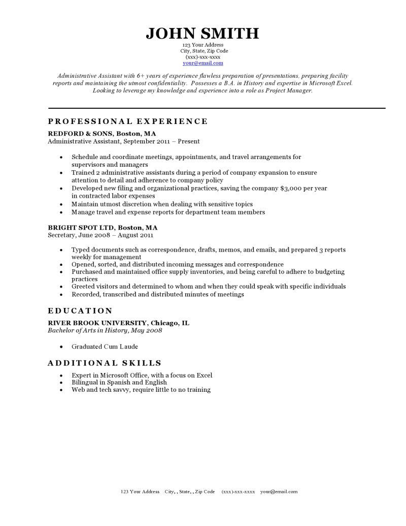 Free Classic Resume Templates in Microsoft Word Format