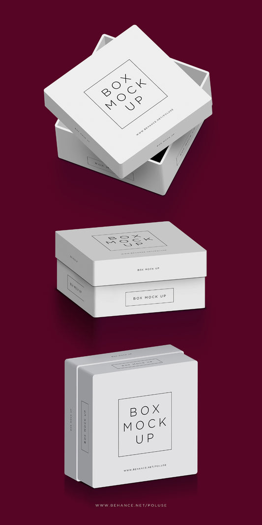 Free White Square PSD Packaging Box Mockup