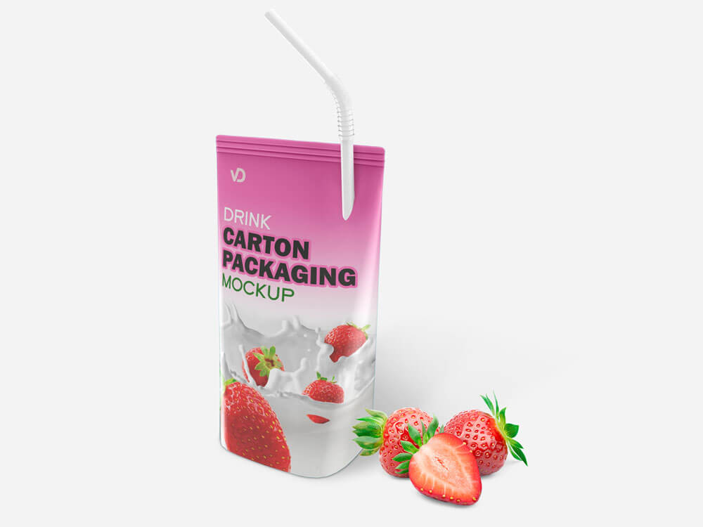 Free Drink Carton Packaging Mockup