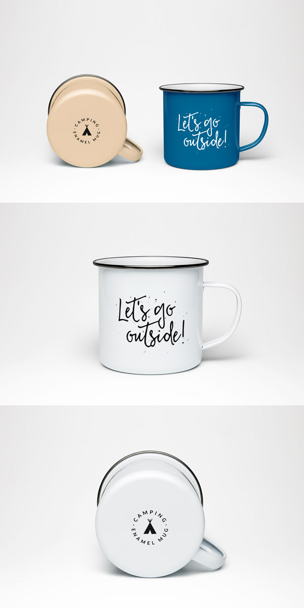 Free Enamel Coffee Mug PSD MockUp