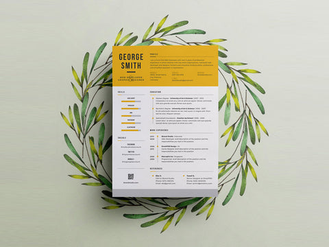 Free Cool and Minimal Two Column Text Resume CV Template in Photoshop (PSD) Format