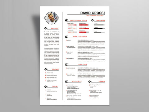 Free Hipster Style Resume CV Template with Cover Letter in Photoshop (PSD), Illustrator (AI) and Indesign (INDD) Formats