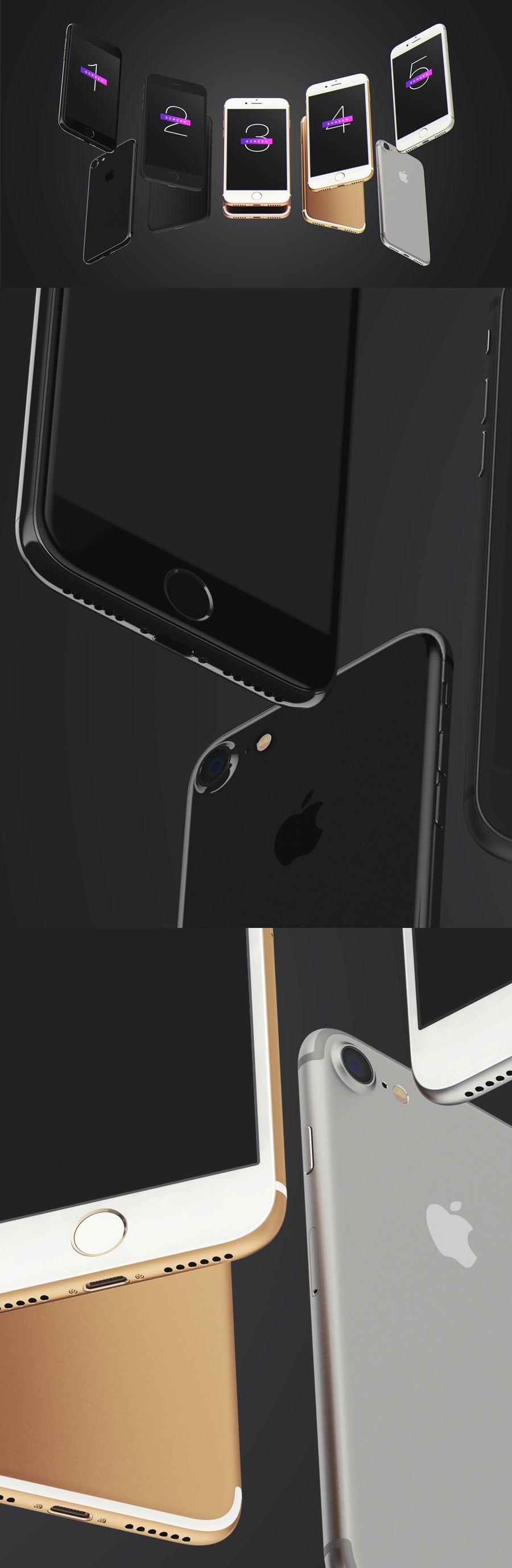Free iPhone 7 UI Mockup Multiple Angles