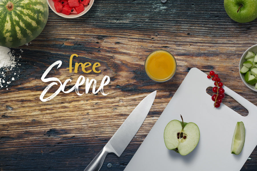 Free Kitchen PSD Mockup Scene