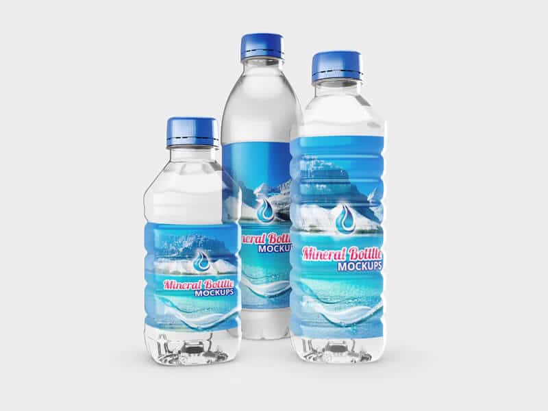 Free Glossy Mineral Bottles Mockups