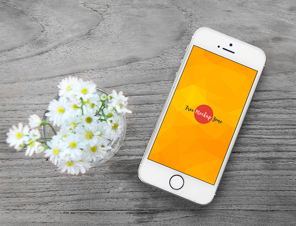 Free iPhone Mockup Wooden Background