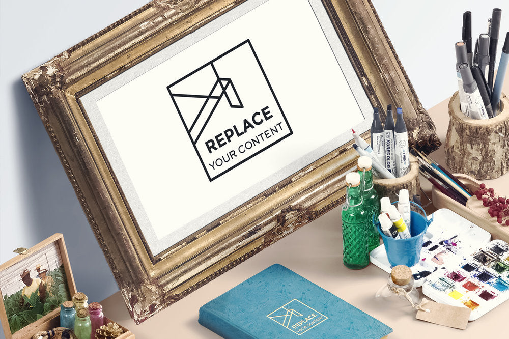 Free Isometric Art Equipments Mockup Scene Pack