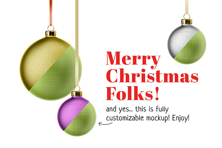 Free Christman Card and Balls Mockup